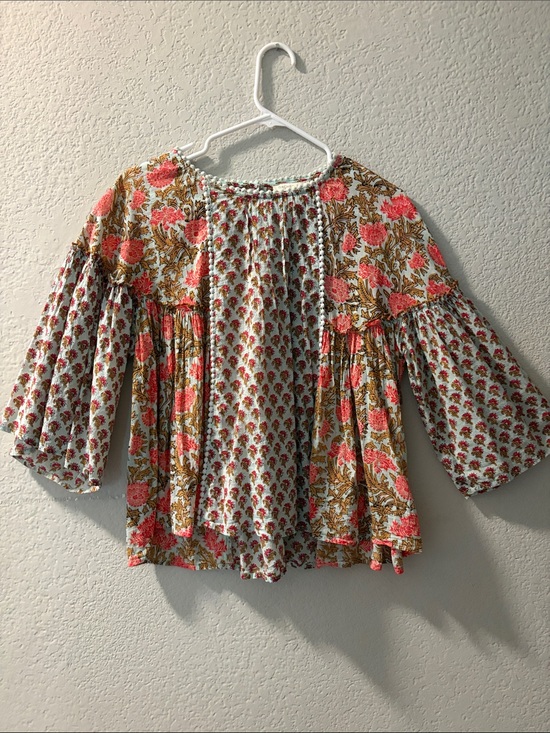 Rachel Zoe Tops - Rachel Zoe Floral Boho Tunic in Coral, Mustard & Cream
